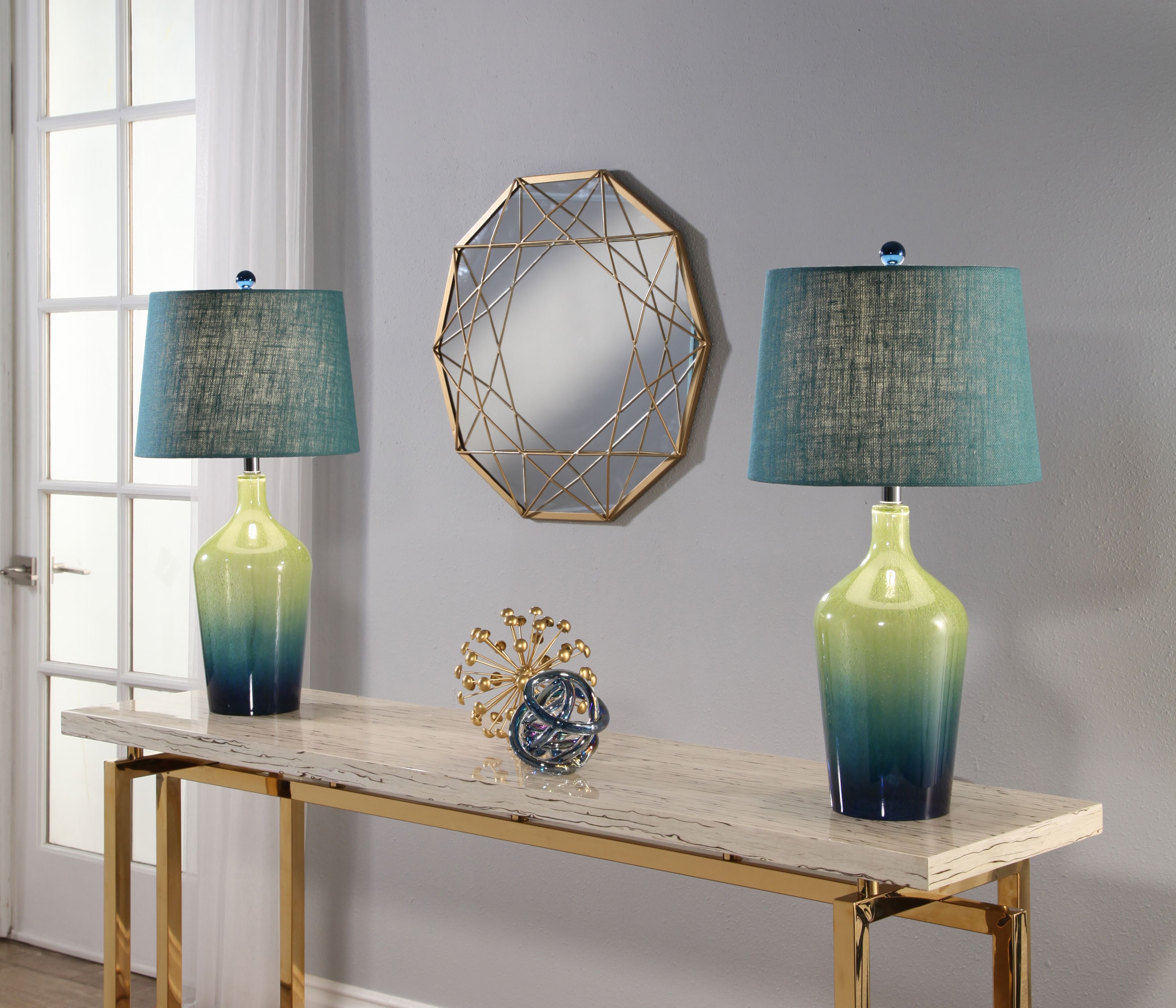 Devon Claire Eva Sea Glass Ombre Table Lamp Set Of 2 Walmart