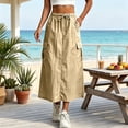 thumbnail image 6 of Cargo Skirts for Women Y2K Quick Dry Hiking Maxi Skirt Casual Drawstring High Waisted Parachute Skirts with Pockets Complexion L, 6 of 7