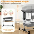 thumbnail image 5 of Vomeast Baby Bassinet Bedside Sleeper with Wheels, Adjustable Height, Storage Basket, Mosquito Net for Newborns Infants, Dark Gray, 5 of 10