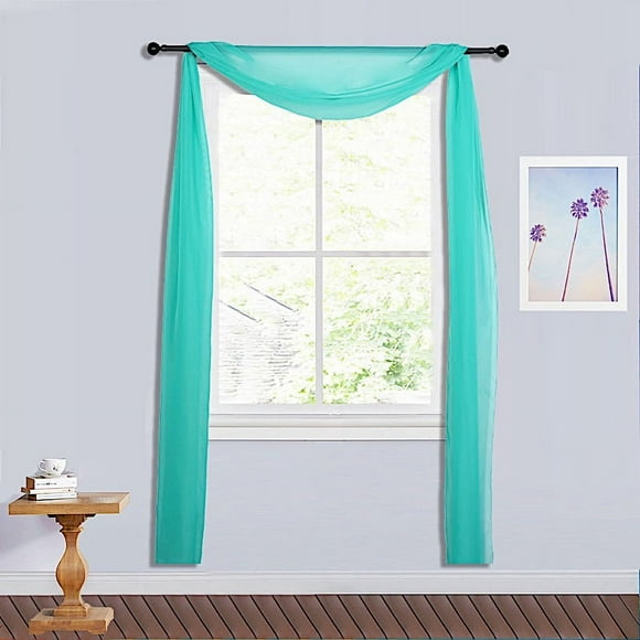 BalsaCircle Turquoise 18 feet Sheer Organza Curtain Panel Backdrop Drape Window Decorations