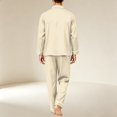 thumbnail image 6 of Delconic Mens Pajama Set Long Sleeve Button Front Sleepwear Set Loose Fit Top and Full Length Pants Loungewear Nightwear Khaki 2XL, 6 of 6