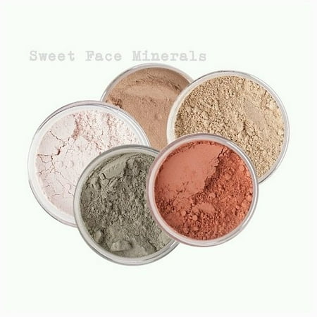 Sweet Face Minerals 5 Pc Kit Mineral Makeup Set Bare Skin Sheer Powder Concealer Corrector Blush Foundation Cover (Fair Shade (Best Cream Blush For Fair Skin)
