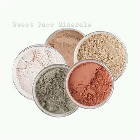 Sweet Face Minerals 5 Pc Kit Mineral Makeup Set Bare Skin Sheer Powder Concealer Corrector Blush Foundation Cover (Fair Shade (Best Sculpting Powder For Fair Skin)