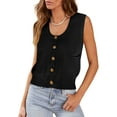 thumbnail image 2 of Sherrylily Women Sweater Vest Tank Tops Button Down Shirts Scoop Neck Fashion Sleeveless Ribbed Top S-2XL, 2 of 6