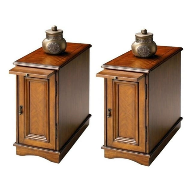 Home Square Commode de Chaise Transitionnelle en Liseré de Frêne Olive - Ensemble de 2