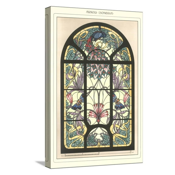 Art.com Art Nouveau Stained Glass Stretched Canvas Print Wall Art, 12" x 18"