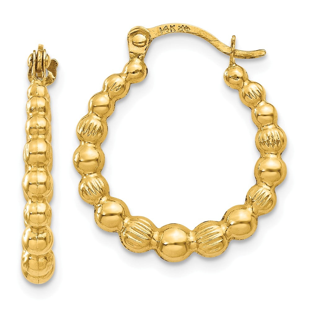 Primal Gold - Primal Gold 14 Karat Yellow Gold Beaded Hoop Earrings