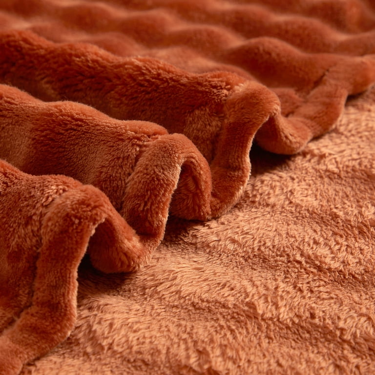 Cozy Haven Luxury Bubble Plush Rust Throw Blanket photo 6