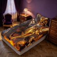 thumbnail image 2 of Manfei Gothic Dinosaur Wildlife Fitted Sheet Full,Vintage Animals Bed Set,Orange Red,3 Pieces,1 Fitted Sheet and 2 Pillowcases, 2 of 6