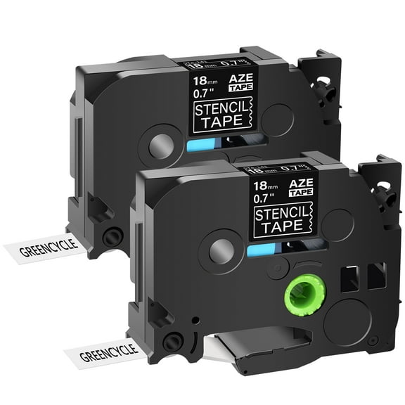 GREENCYCLE 2 Pack Compatible for Brother P-Touch STE Label Tape STe-141 ST-141 STe141 ST141 Black on Clear Mobile Stencil Tape use in PT-D450 PT-E500 PT-D600 (3/4"x 9.8'',18mm x3m)