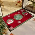 thumbnail image 2 of PuSpu Christmas Door Mat 60x40 cm, PVC Silk Circle Foyer Rug, Santa Tree Snowflake Red Green, Wear-Resistant Indoor Welcome Entry Decor, 1.32 lb Festive Holiday Party Shop Home Entrance, 2 of 6