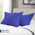 thumbnail image 3 of 600 Thread Count Egyptian Cotton 2-Piece Pillow Sham Set with Flanged Border, Euro Size (Non-Standard) (26" x 26") Royal Blue Stripe, 3 of 4