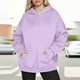 thumbnail image 2 of Sudadera con capucha de viaje,Sudadera informal con capucha para mujer, corte holgado, color liso, bolsillos, mezcla de poliéster, cómoda para uso diario, sopatenor, 2 of 9