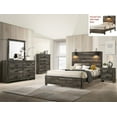 thumbnail image 6 of Contemporary Rustic Brown Finish Full Size 3Pc Panel Built in Lighting Headboard Bed and Nightstand Set Wooden Bedroom Furniture, 6 of 6