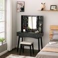 BEWISHOME Black Vanity Desk with Lighted Mirror, 10 LED Bulbs