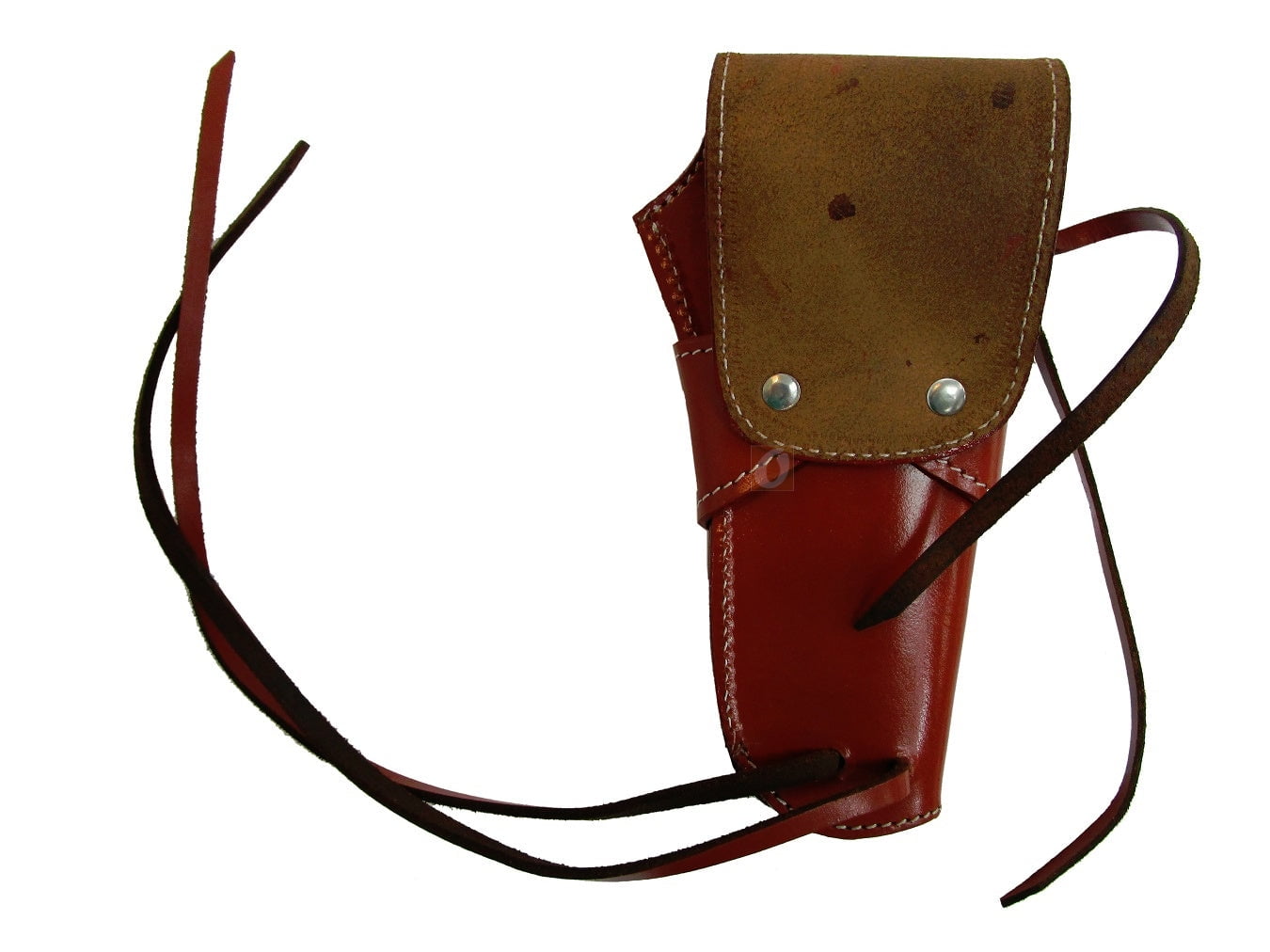 Leather Holster Long Barrel OWB Revolver Pistol Fit Smooth Red - Left Hand
