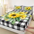 thumbnail image 3 of Homewish Classic Geometric Plaid Twin Sheet Sets,Summer Plant Sunflower Twin Fitted Sheet,Rustic Flower Floral Flat Sheet For Teens,Ultra Soft Home Decor,3-Piece, 3 of 7