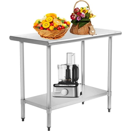 

NiamVelo Stainless Steel Work Table Kitchen Prep Table 24x36 Inches NSF Certified Metal Commercial Kitchen Utility Table with Under shelf for Restaurant Home and Hotel Silver