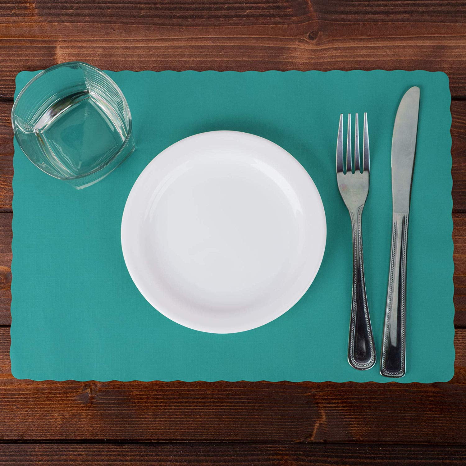 Teal Paper Placemats Scalloped Edge 50 per Pack