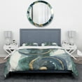thumbnail image 2 of Designart 'Mettalic Indigo and Gold II' Geometric Duvet Cover Set, 2 of 4