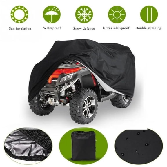 Waterproof Heavy Duty Quad Cover with Storage Bag, Black Outdoor 4 Wheel for Quad bike, ATV,200x95x106cm