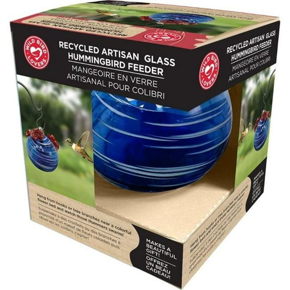 Wild Bird Lovers 24975 Recycled Artisan Glass Hummingbird Feeder - 8 oz