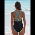 thumbnail image 4 of Traje de Baño de una Pieza para Mujer 2025 con Control de Abdomen, Diseño de Bloques de Color Neón, Cuello en V Profundo y Adelgazante Negro L, 4 of 8