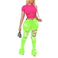 thumbnail image 1 of JDinms Women's Bell Bottom Jeans Destoryed Ripped Hole Denim Flare Pants, 1 of 3