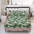 thumbnail image 2 of COEQINE Queen Size 3 Piece Sheet Set, Stay in Place Fade Stain Resistant Cooling Bed Sheets with All Around Elastic Cozy Bedsheet & Pillowcases, Green Camouflage, 2 of 5