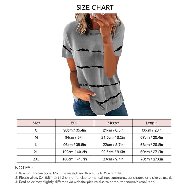 Short Sleeve T Shirt Round Neck Breathable Summer Short Sleeve T Shirt Stripes Pattern Polyester Fiber for Office ANGGREK Otros