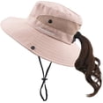 thumbnail image 1 of Sombrero de sol con cola de caballo para mujer, protección UV, plegable, de malla, ala ancha, para pesca en la playa$Sombreros de sol con ala ancha con protección UV para mujer, gorra con, 1 of 7