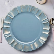 Efavormart Set of 6 - 13" Round - Dusty Blue Plastic Charger Plates With Waved Scalloped Rim for Wedding, Outdoor Receptions, Banquets, Holiday Dinner plates Chargers