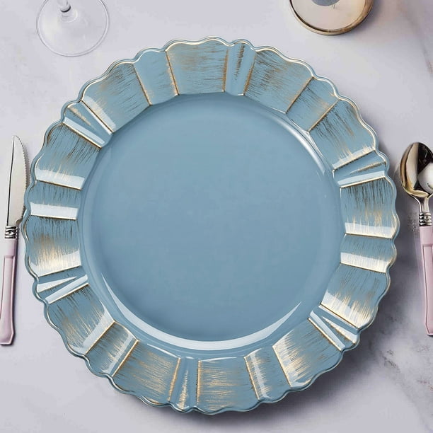 Efavormart Set of 6 13" Round Dusty Blue Plastic Charger Plates