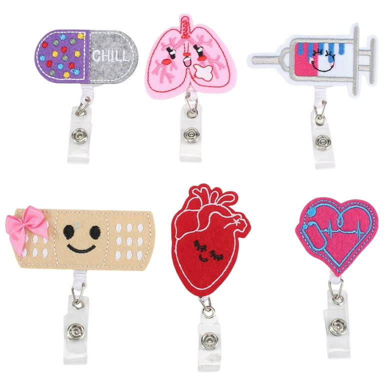 6 PCS Doctor Badge Reel Holder Retractable Cute Badge Clip for Nurse Doctor  Teachers ID Name Tag Card 
