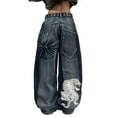 thumbnail image 2 of YLHFASHION Baggy Jeans for Woman Pants Trousers Pant Men Unisex Y2K Hip Hop Street Jeans Baggy Jeans Vintage High Waist Denim Wide Leg Pants Baggy Mens Jeans Baggies Jeans（S）, 2 of 5