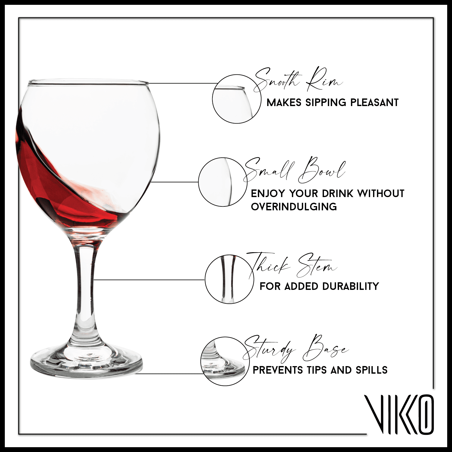 LAV 8.75 Ounce Wine Glasses | Misket Collection  Thick and Durable  Dishwasher Safe  Perfect for Parties, Weddings, and Everyday  Great Gift Idea  Set of 6 Small Wine Glasses