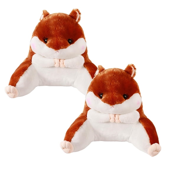 2Pcs Home Decor Hamster Reading Pillow with Arms for Kids Adults Back Pillow for Bed Sitting Up Soft Plush Backrest Pillow Cartoon Chair Lumbar Support Bed Rest Pillow ( 17.7X15.75 Inches) Cushion