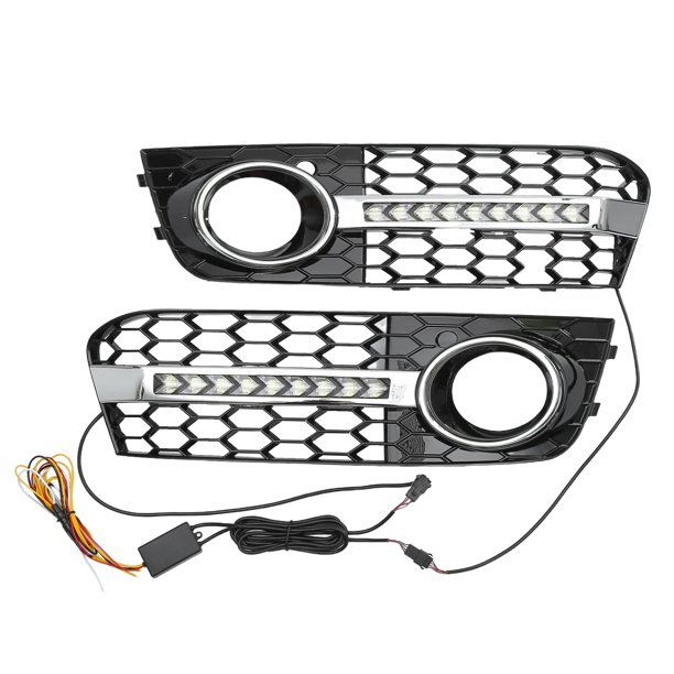 Delantero Parachoques Rejilla Antiniebla Juego de luces Compatible para Audi A4, con LED