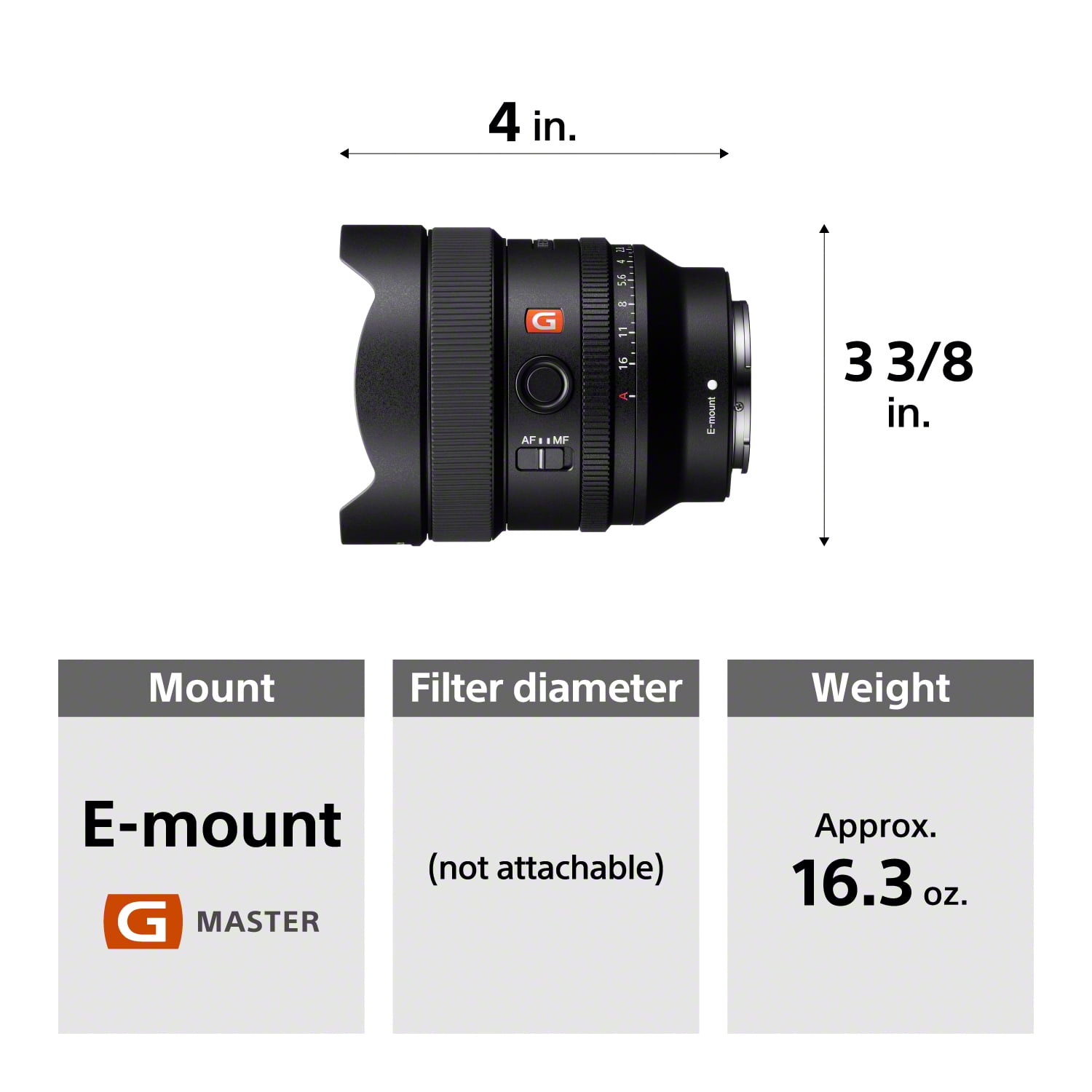 Sony, FE 14mm F1.8 GM Full Frame Ultra Wide Prime Lens, SEL14F18GM