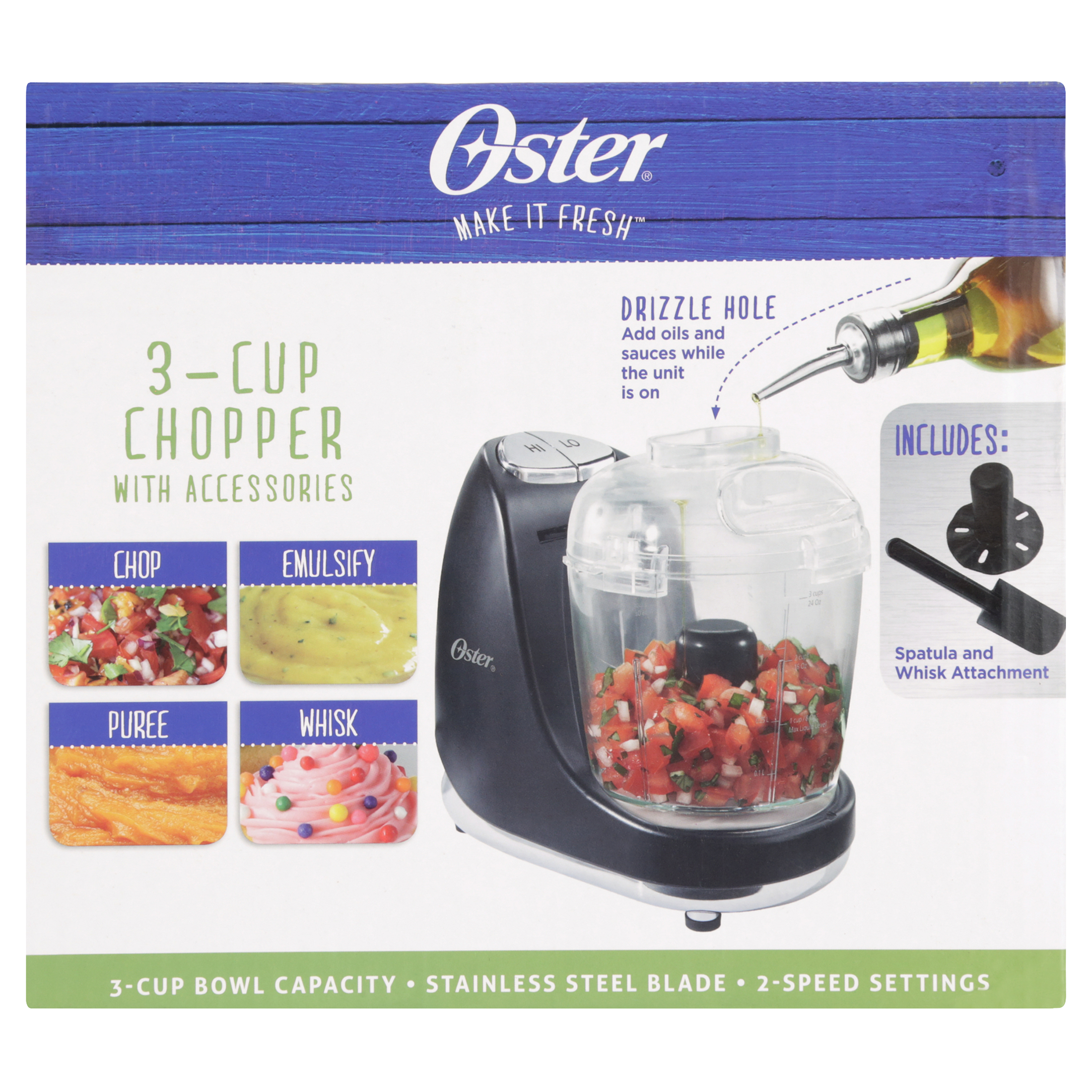 Oster Cup Black Mini Food Chopper with Whisk