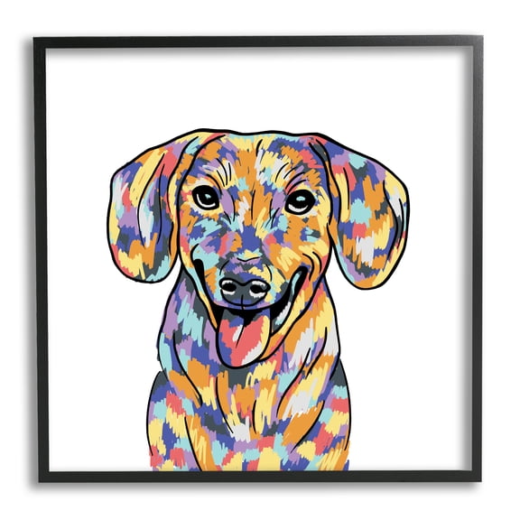 Stupell Industries Modern Bold Dog Portrait Animals & Insects Painting Black Framed Art Print Wall Art, 12 x 12