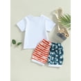 thumbnail image 3 of Baby Girls Boys 4th of July Outfit American Flag Tee Shirt Short Pants Infant Independence Day Clothes Set, 3 of 7