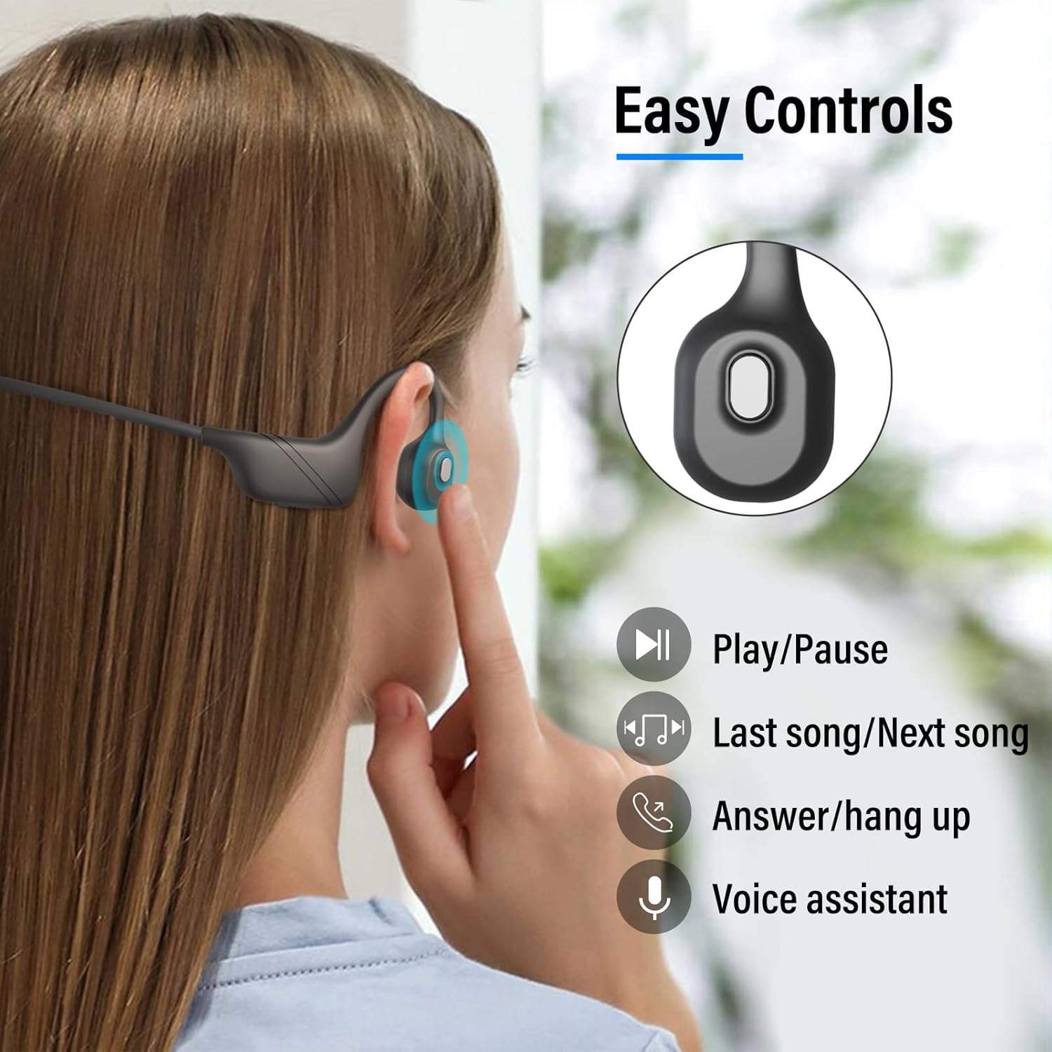 Open-Ear Wireless Headphones Bluetooth 5.3 | Noise Cancelling Mic & Multipoint Connect | Perfect for Office Calls, Driving & Daily Use（Black 1 PCS）