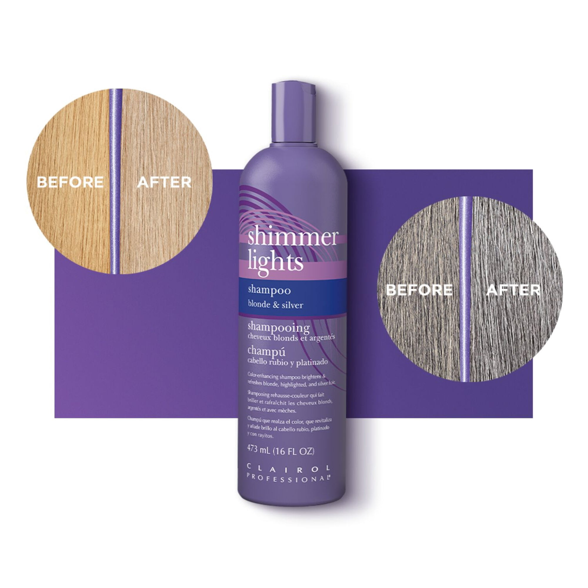 Clairol Shimmer Lights Blonde and Silver Shampoo , 8 oz Shampoo
