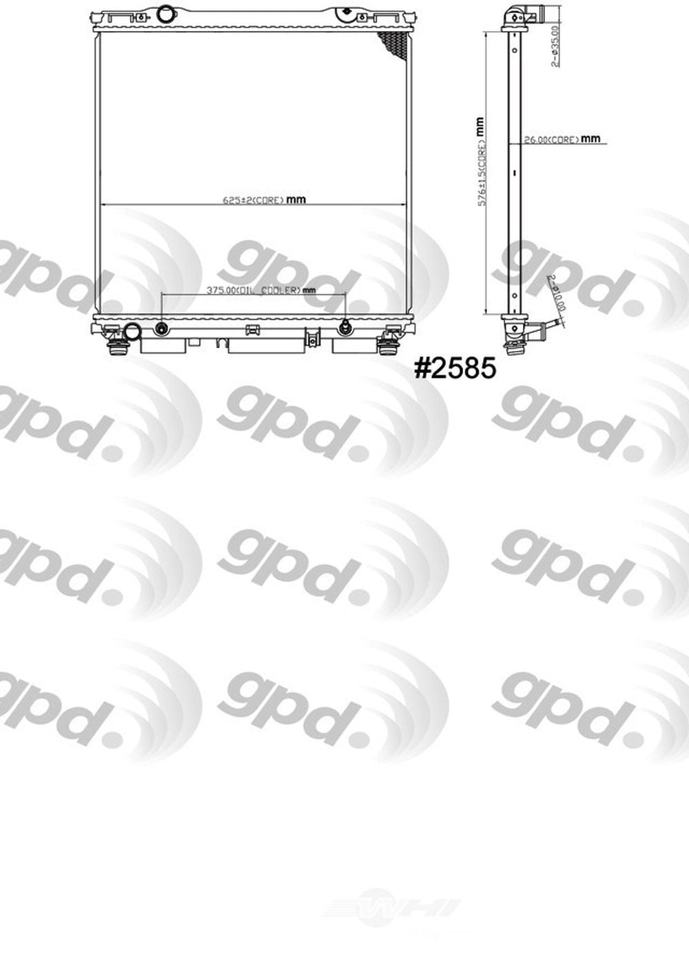 Global Parts Distributors 2585C Radiator Fits select: 2003-2006 KIA SORENTO