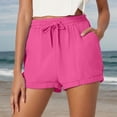 thumbnail image 5 of YMNXA Women's Summer Shorts Drawstring Elastic Waist Solid Color Wide Leg Comfortable Breathable Shorts With Pockets For Casual Daily Wear,Hot Pink,Xxl, 5 of 8