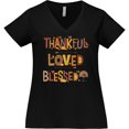 thumbnail image 3 of Inktastic Thankful Loved Blessed Women's Plus Size V-Neck T-Shirt, 3 of 5
