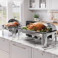 thumbnail image 3 of Qinaqin 9QT Commercial Chafing cm de Profundidadish Set Stainless Steel Roll Top Buffet Server con Full Size Pan para Catering, 3 of 7