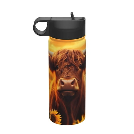 

Tideii Vintage Sunflower Cow A for 18OZ Insulated Space Bottle Stainless Steel Water Cup with Straw Suitable for Outdoor Sports Unisex