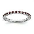 thumbnail image 1 of Solid 925 Sterling Silver Stackable Garnet January Red Gemstone Ring Eternity Band Size 9, 1 of 6